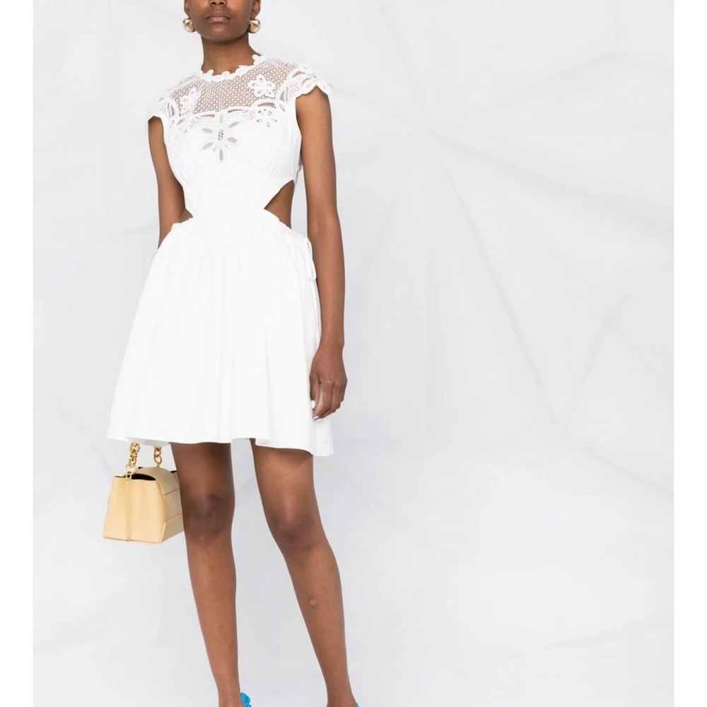 Self-Portrait guipure-lace cut-out mini dress